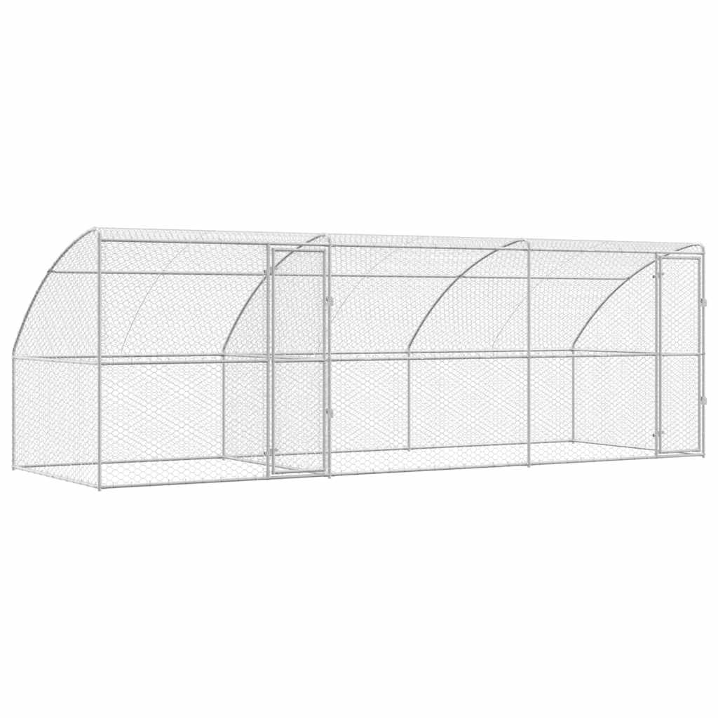 vidaXL Kenel dla Psów 3 pcs Srebrny 6 x 2 x 2 m Stal galwanizowana