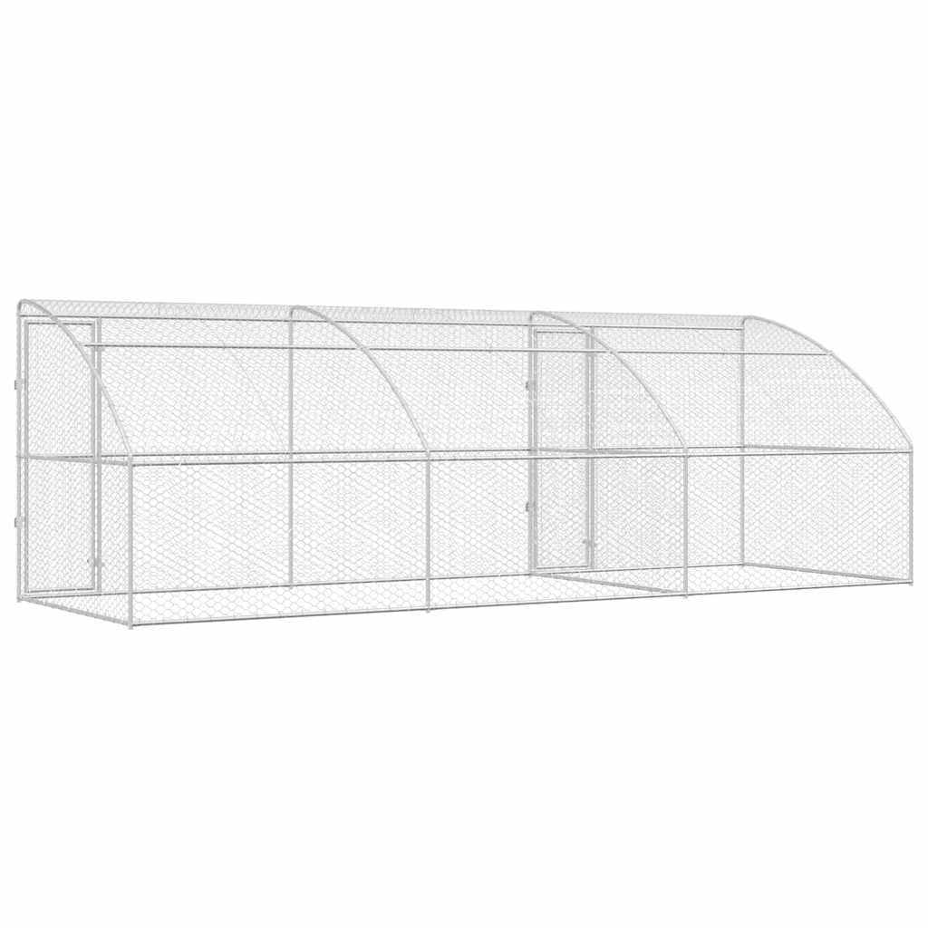 vidaXL Kenel dla Psów 3 pcs Srebrny 6 x 2 x 2 m Stal galwanizowana