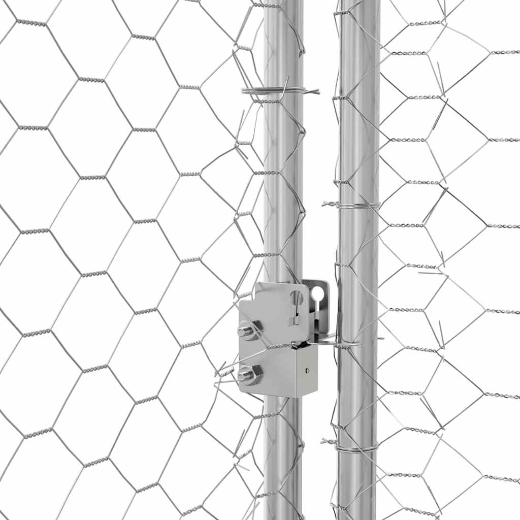vidaXL Kenel dla Psów 4 pcs Srebrny 8 x 2 x 2 m Stal galwanizowana