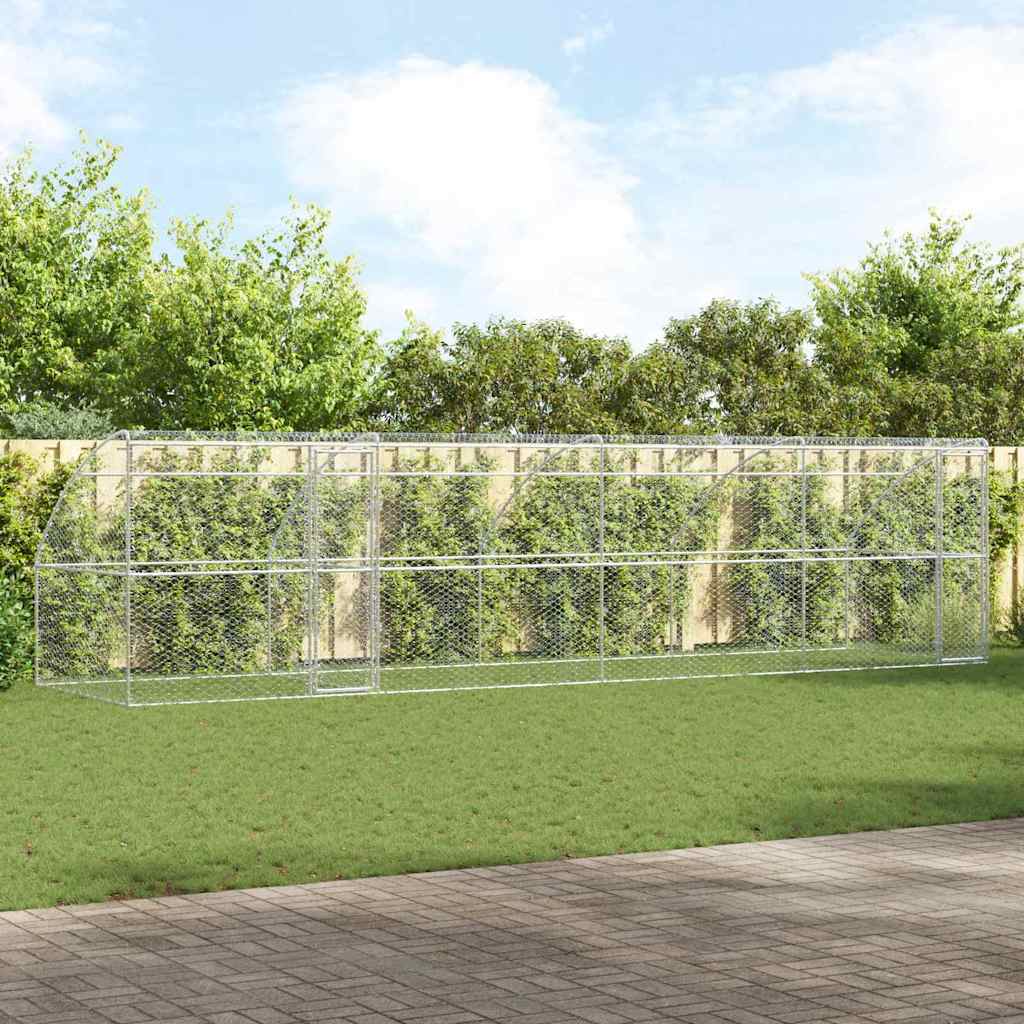 vidaXL Kenel dla Psów 4 pcs Srebrny 8 x 2 x 2 m Stal galwanizowana