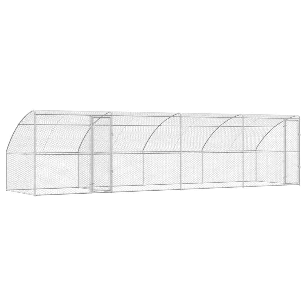 vidaXL Kenel dla Psów 4 pcs Srebrny 8 x 2 x 2 m Stal galwanizowana