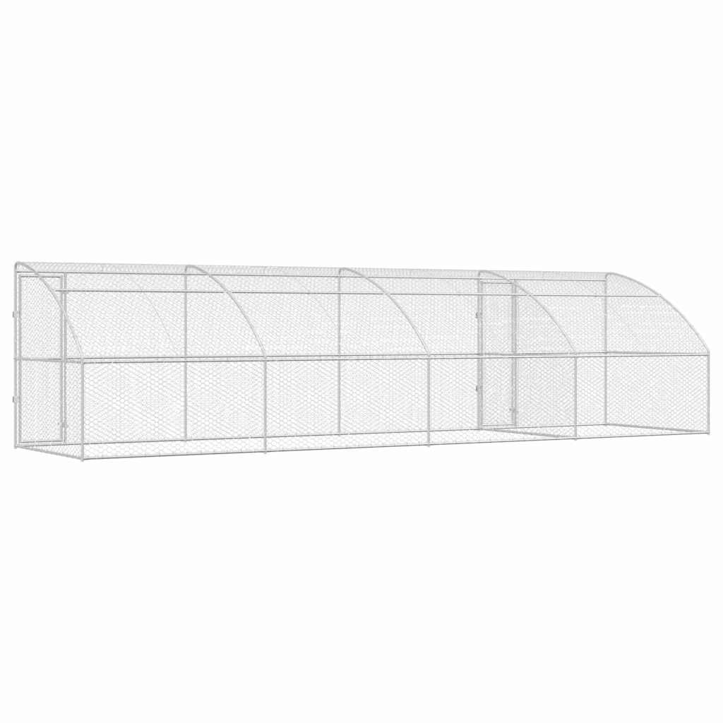 vidaXL Kenel dla Psów 4 pcs Srebrny 8 x 2 x 2 m Stal galwanizowana