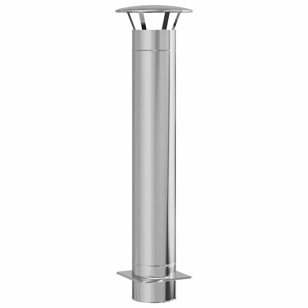 vidaXL Przedłużenie kominka srebrny 35 x 35 x 132 cm stal nierdzewna