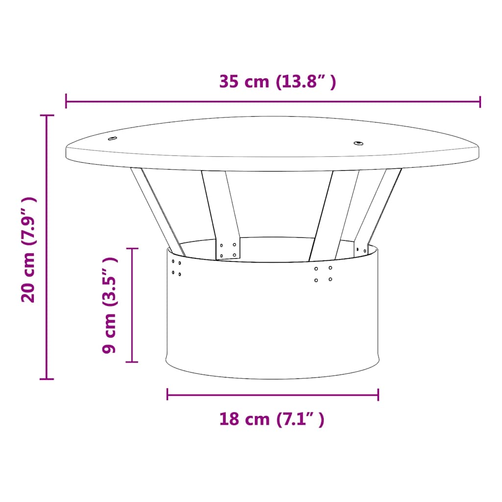 vidaXL Pokrowiec na komin przeciwdeszczowy Srebrny 35 x 35 x 20 cm