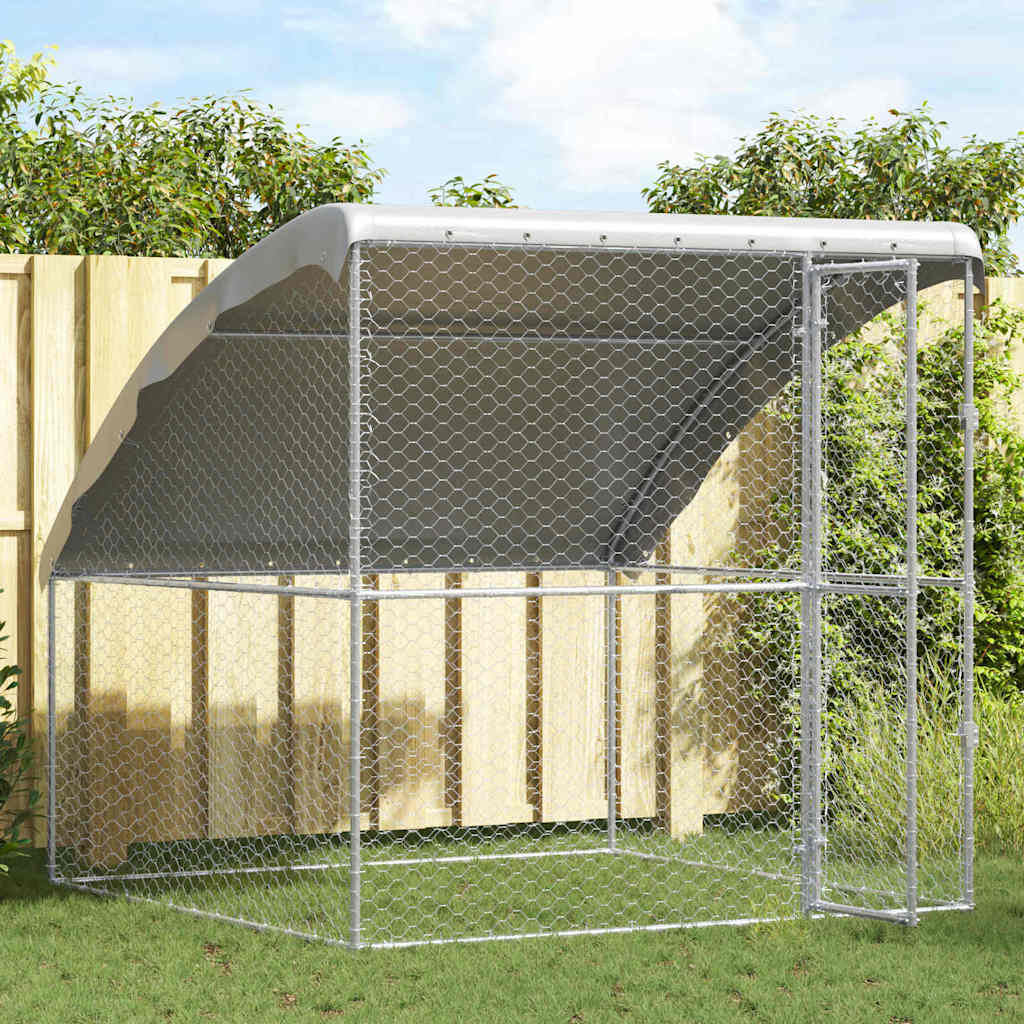 vidaXL Kenel dla Psów Srebrny 2 x 2 x 2 m Stal galwanizowana