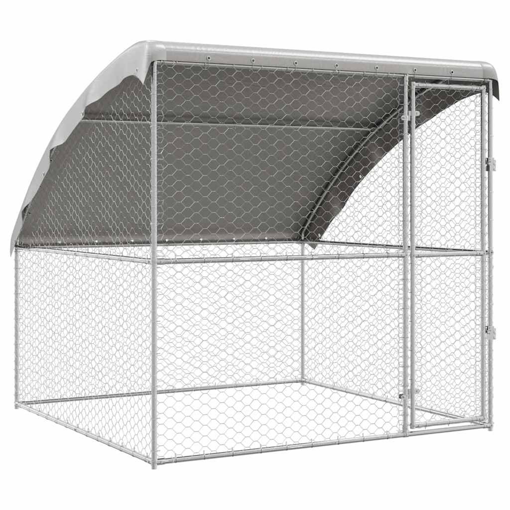 vidaXL Kenel dla Psów Srebrny 2 x 2 x 2 m Stal galwanizowana