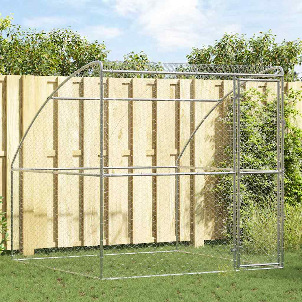 vidaXL Kenel dla Psów Srebrny 2 x 2 x 2 m Stal galwanizowana