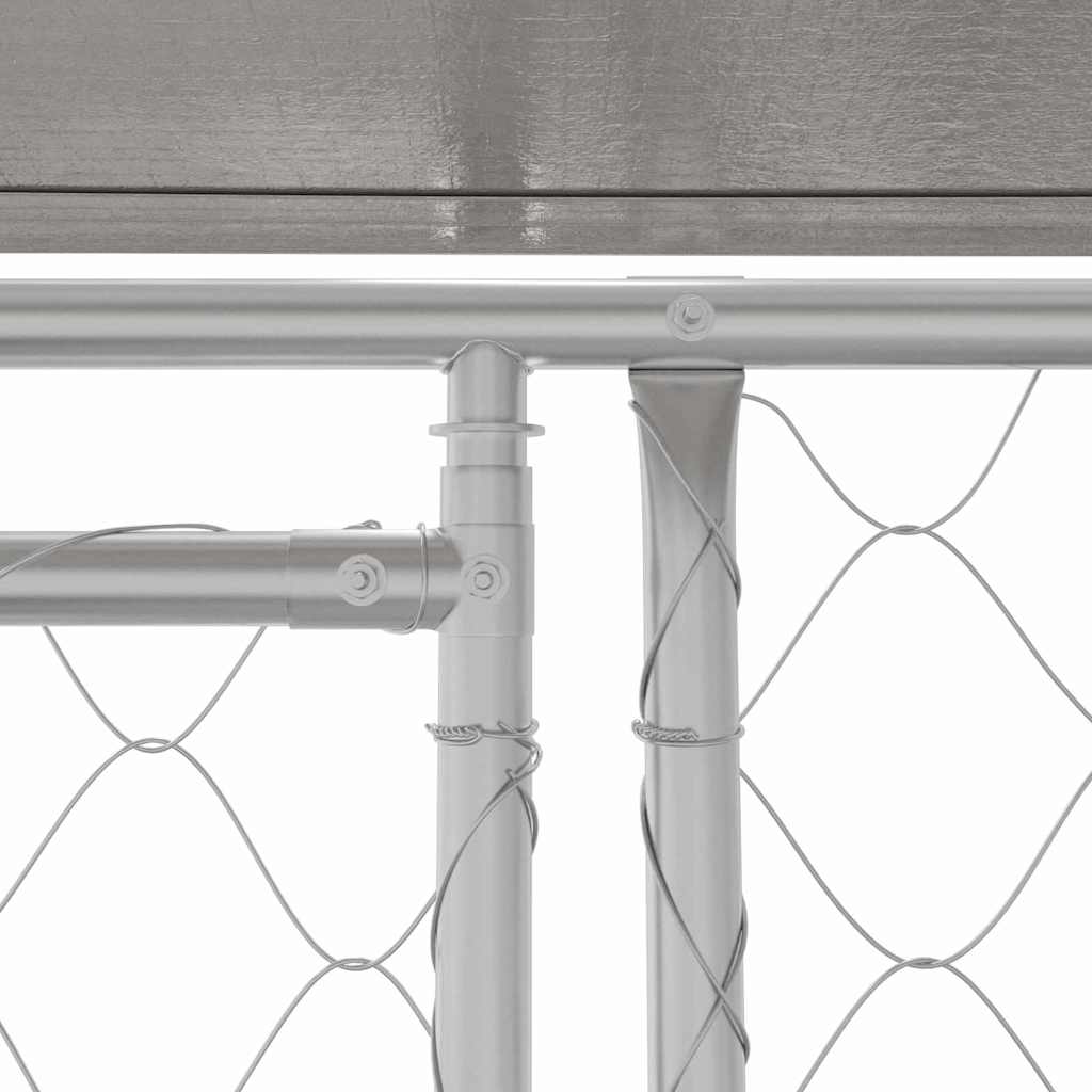 vidaXL Klatka dla psa z dachem Srebrny 200 x 200 x 258 cm Stal i PE