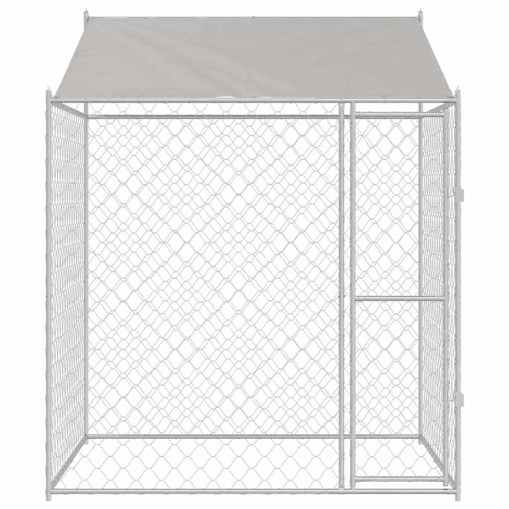 vidaXL Klatka dla psa z dachem Srebrny 200 x 200 x 258 cm Stal i PE