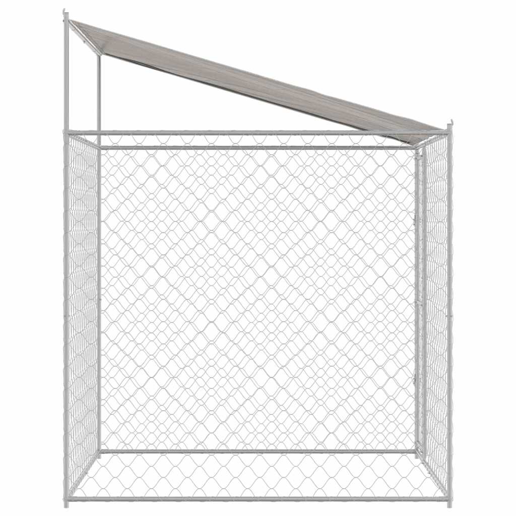 vidaXL Klatka dla psa z dachem Srebrny 200 x 200 x 258 cm Stal i PE