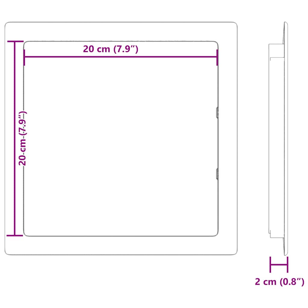 vidaXL Panele dostępu 2 pcs Biały 20 x 20 cm Plastik ABS