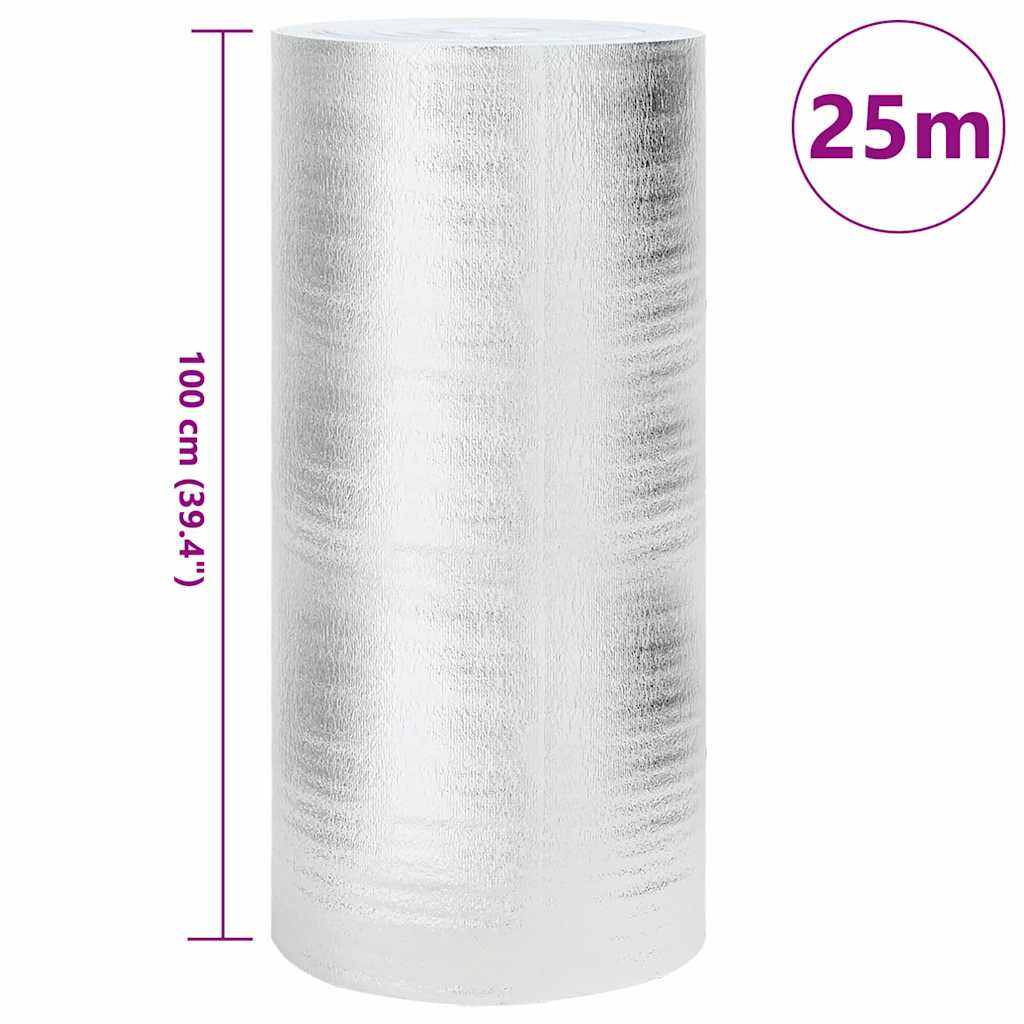 vidaXL Ekran zagrzejnikowy Srebrny 25 x 1 m Polietylen