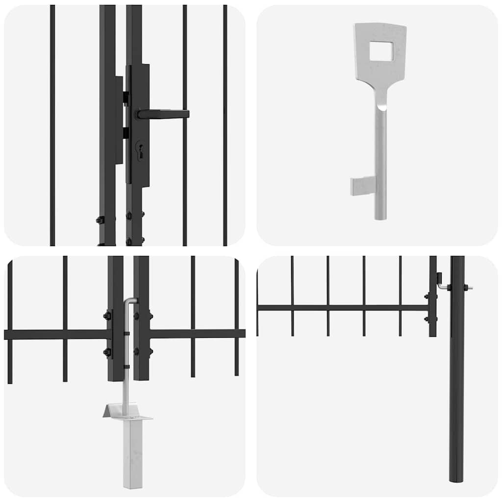 vidaXL Brama Podwójna Z blokadą Woerden Szary 400 x 174,5 cm Stal