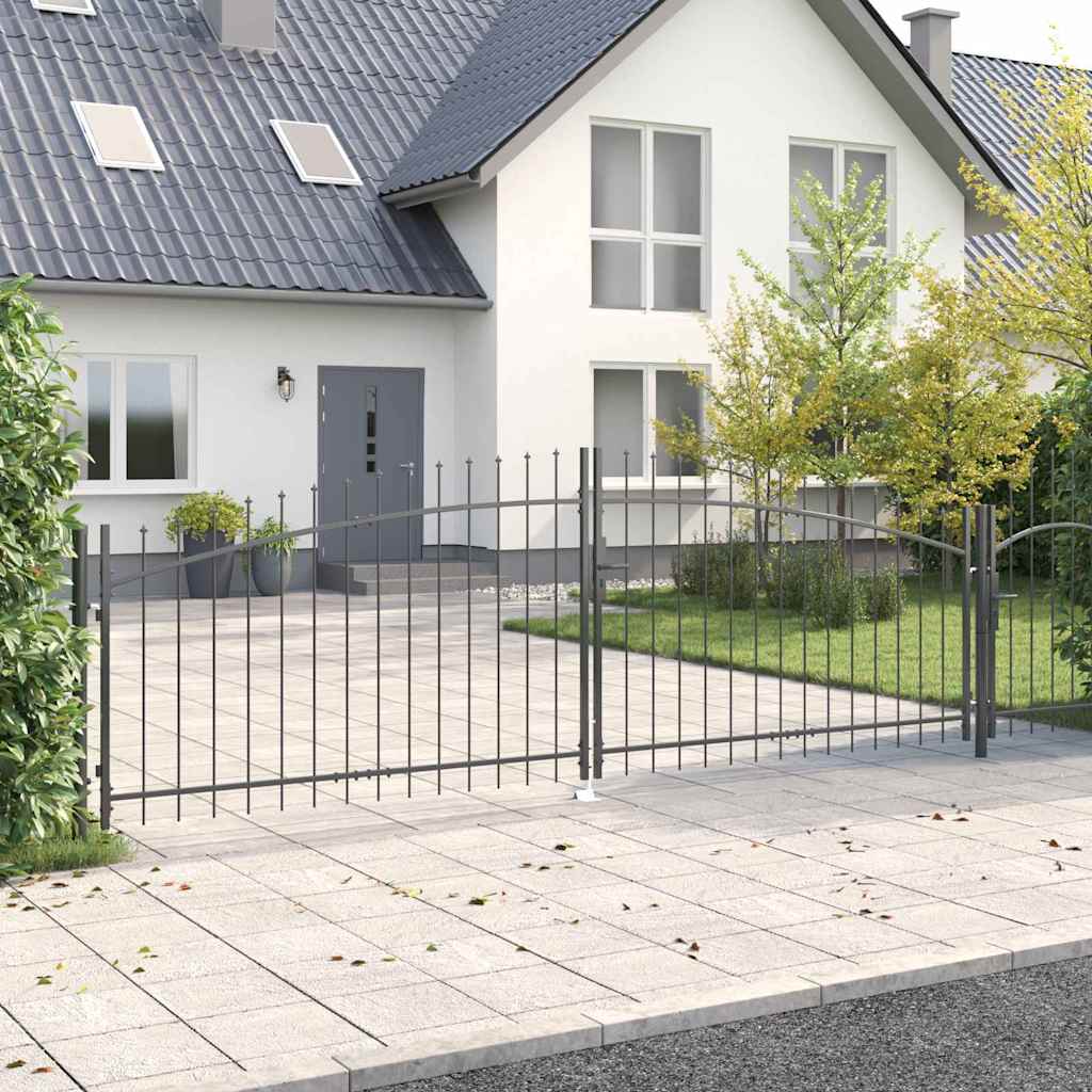 vidaXL Brama Podwójna Z blokadą Woerden Szary 400 x 174,5 cm Stal