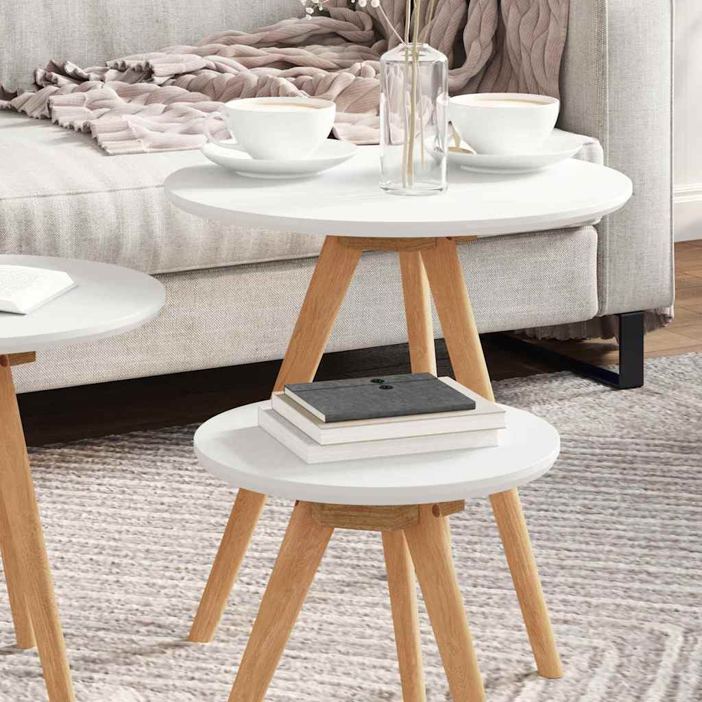 vidaXL Stolik kawowy 3 pcs Brązowy Lity Bukowy