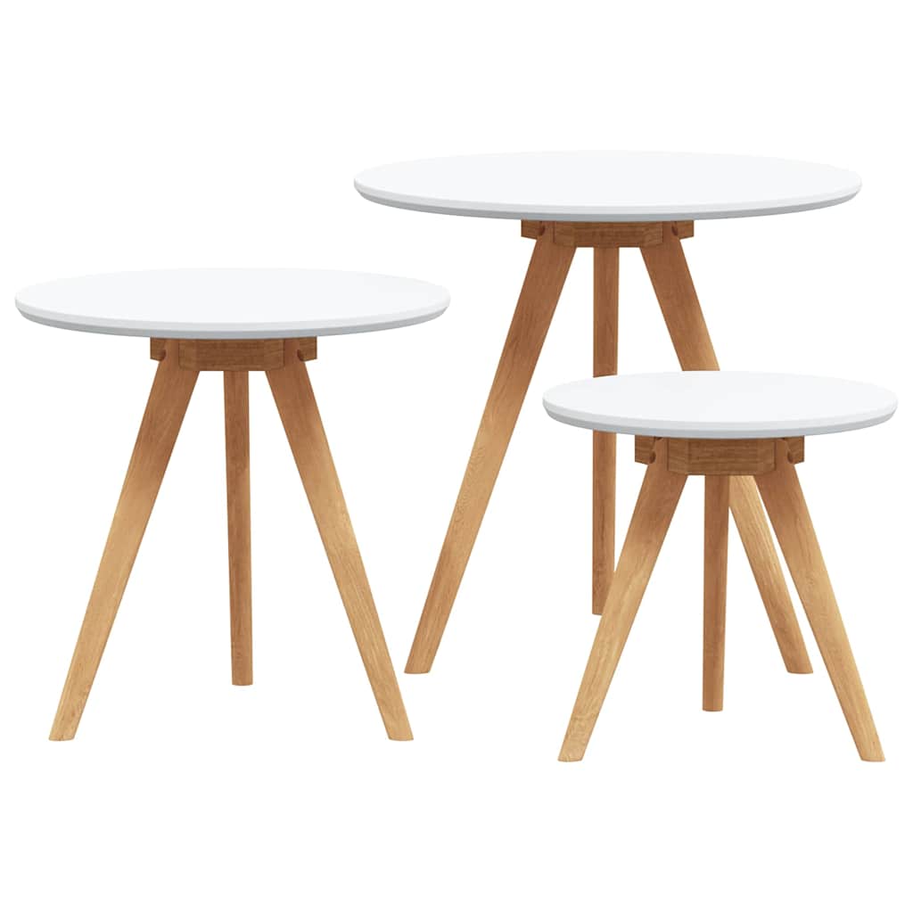 vidaXL Stolik kawowy 3 pcs Brązowy Lity Bukowy