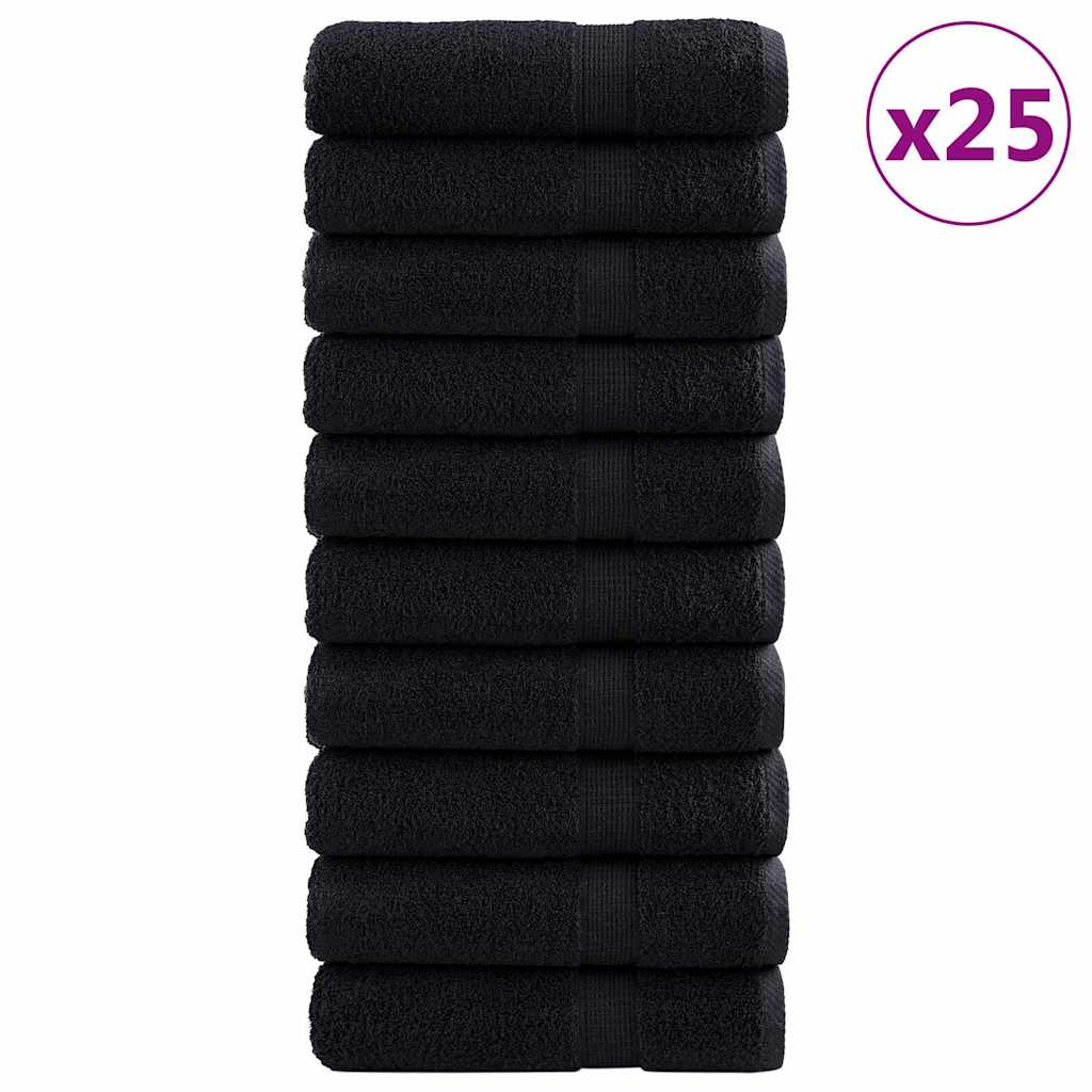 vidaXL Ręcznik Gościnny SOLUND 25 szt. Czarny 70 x 140 cm 550 gsm