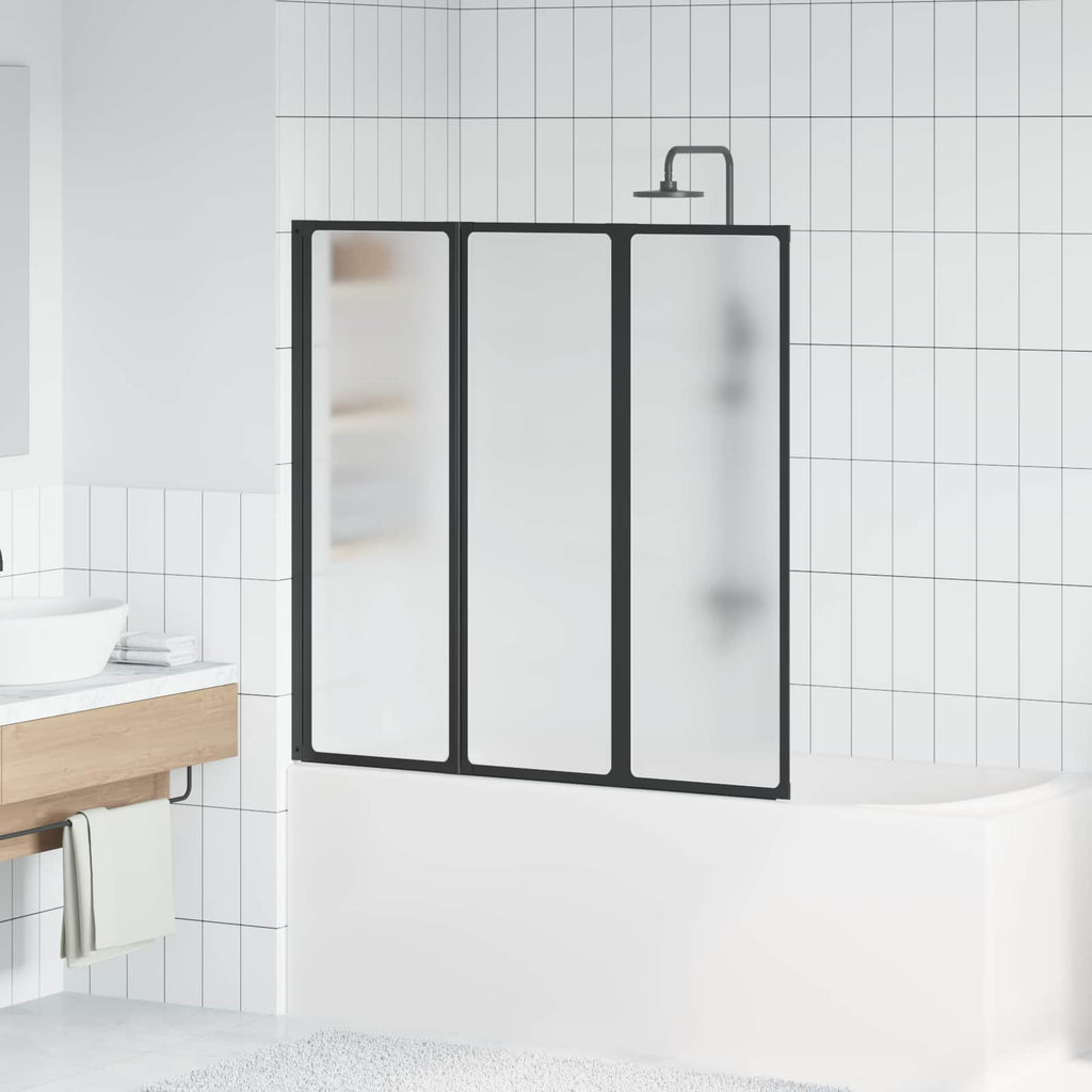 vidaXL Parawan prysznicowy Czarny 120 x 2 x 117 cm Aluminium i PP