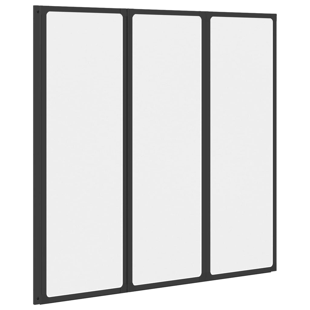 vidaXL Parawan prysznicowy Czarny 120 x 2 x 117 cm Aluminium i PP