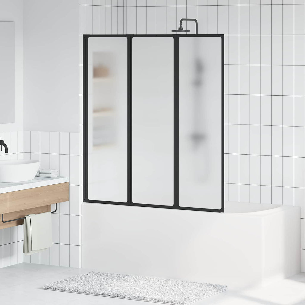 vidaXL Parawan prysznicowy Czarny 132 x 2 x 140 cm Aluminium i PP