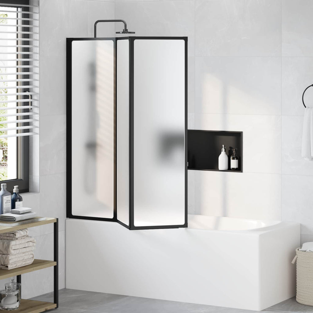 vidaXL Parawan prysznicowy Czarny 132 x 2 x 140 cm Aluminium i PP