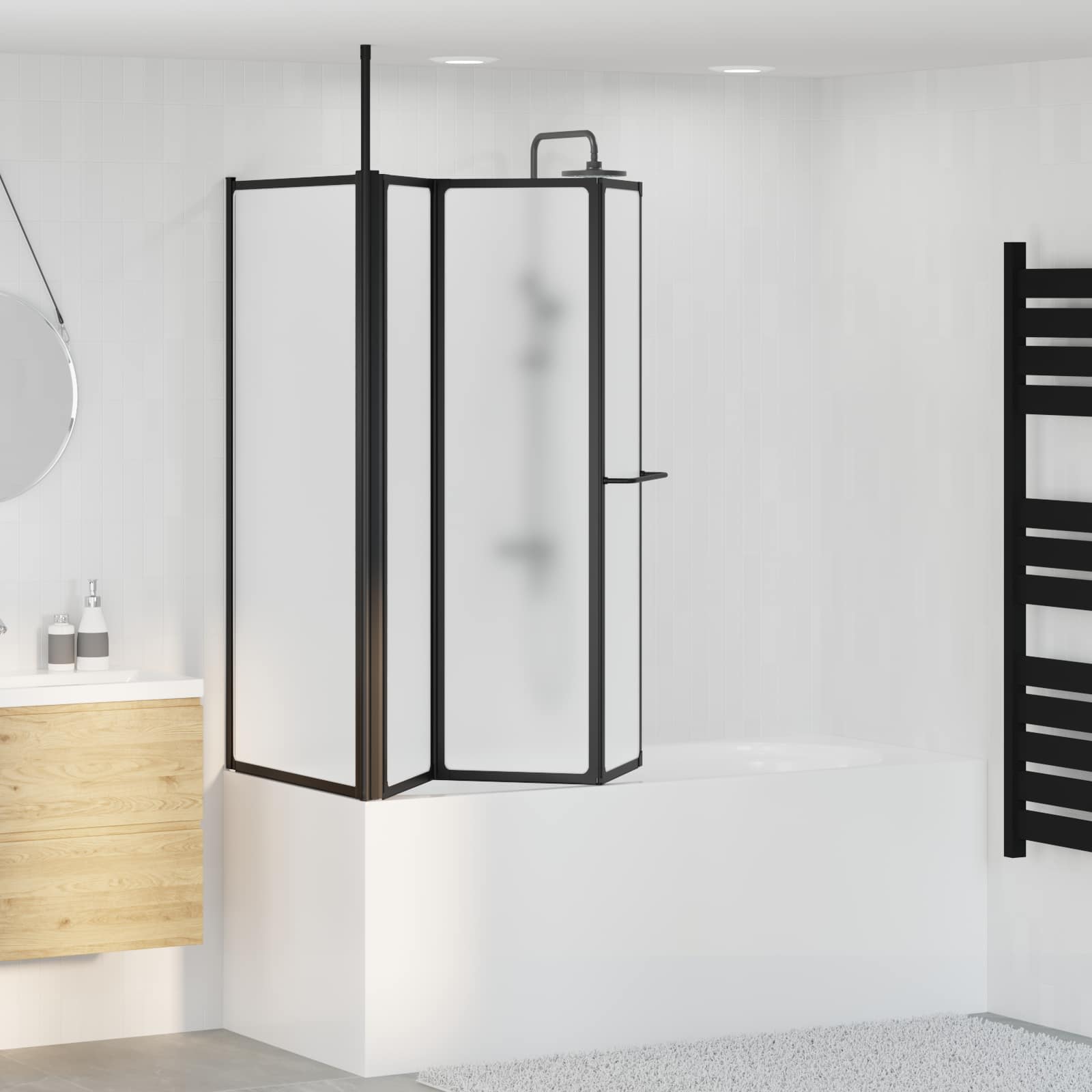 vidaXL Parawan prysznicowy Biały 120 x 70 x 137 cm Aluminium