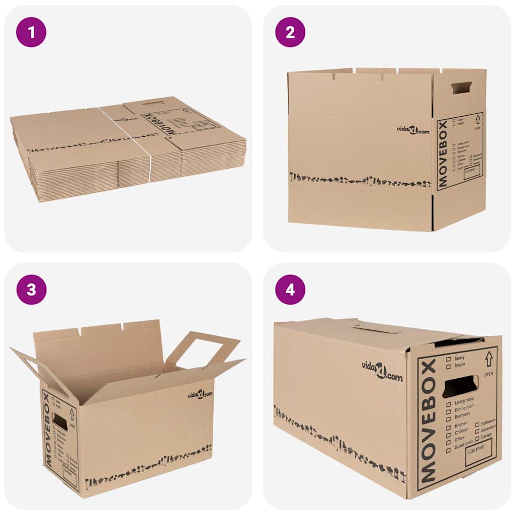 vidaXL Skrzynka przeprowadzka 20 pcs Naturalny 59 x 31,5 x 31,5 cm