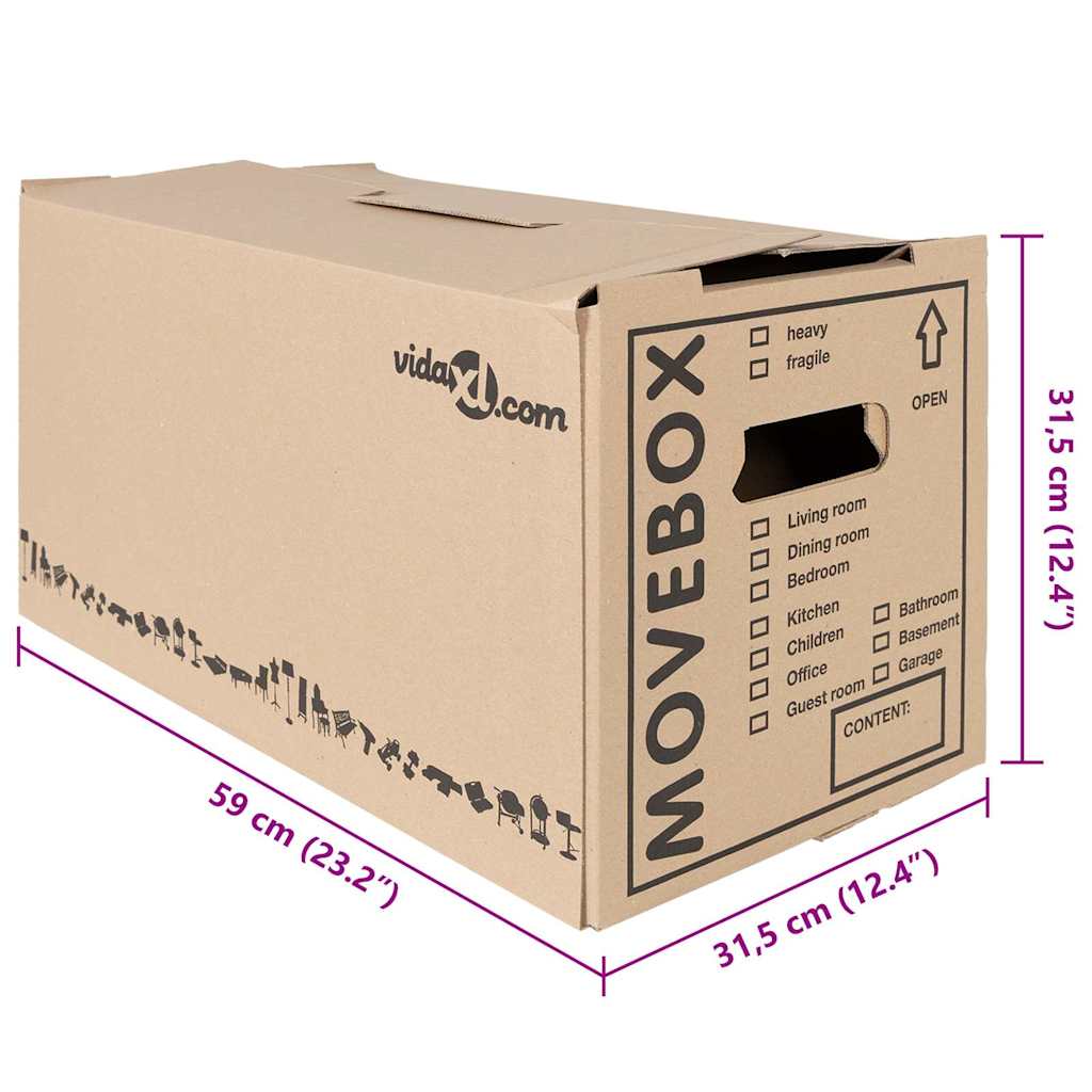 vidaXL Skrzynka przeprowadzka 20 pcs Naturalny 59 x 31,5 x 31,5 cm