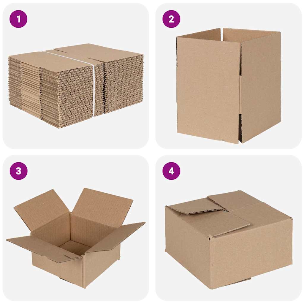vidaXL Pudełko składane 50 pcs Naturalny 15 x 15 x 8 cm Tektura
