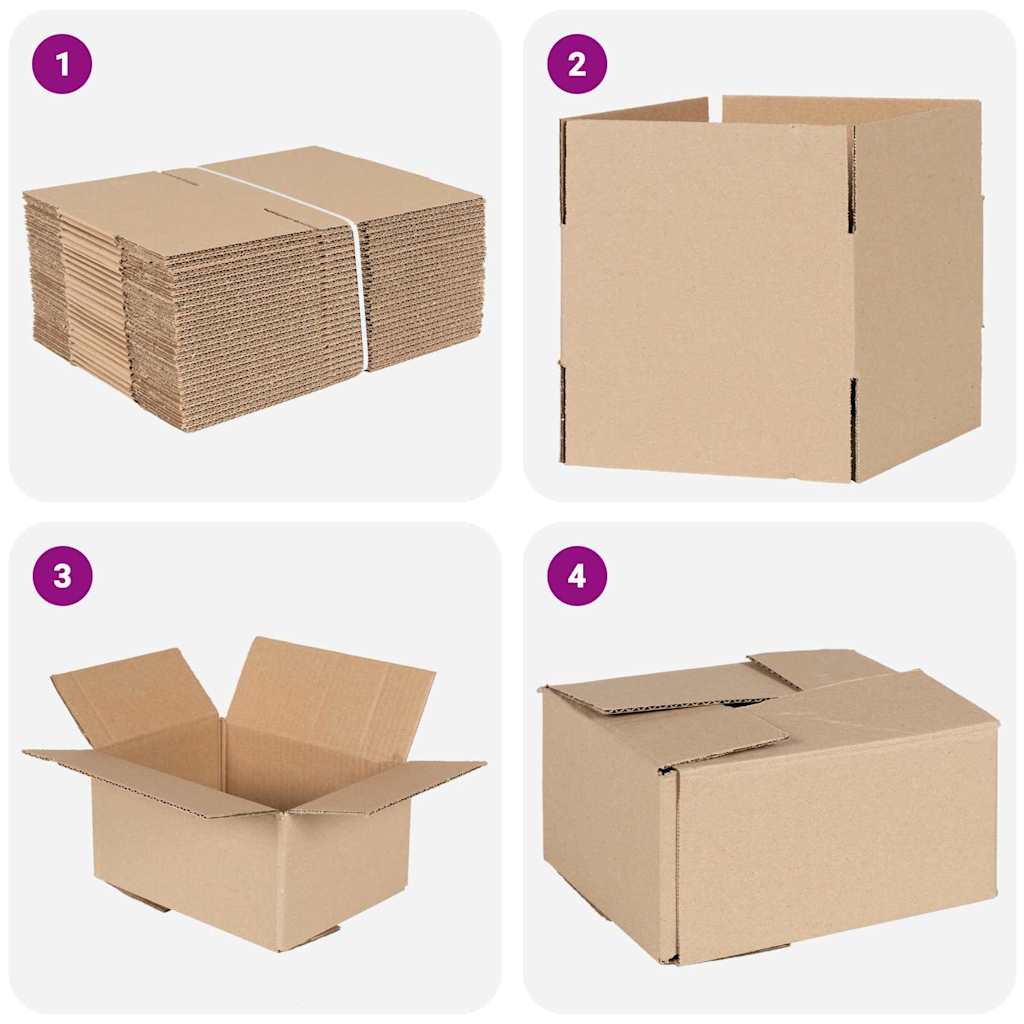 vidaXL Pudełko składane 50 pcs Naturalny 20 x 15 x 10 cm Tektura