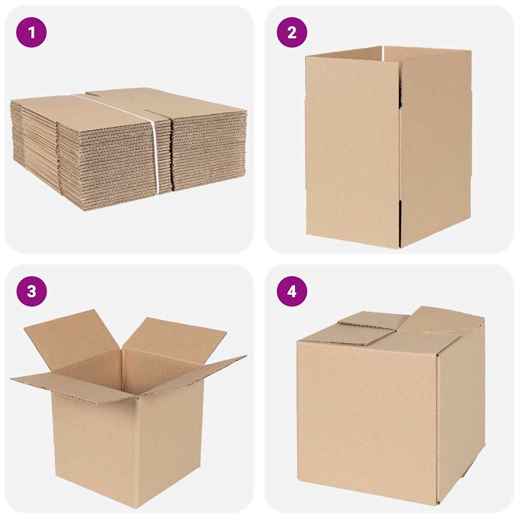 vidaXL Pudełko składane 50 pcs Naturalny 20 x 20 x 20 cm Tektura