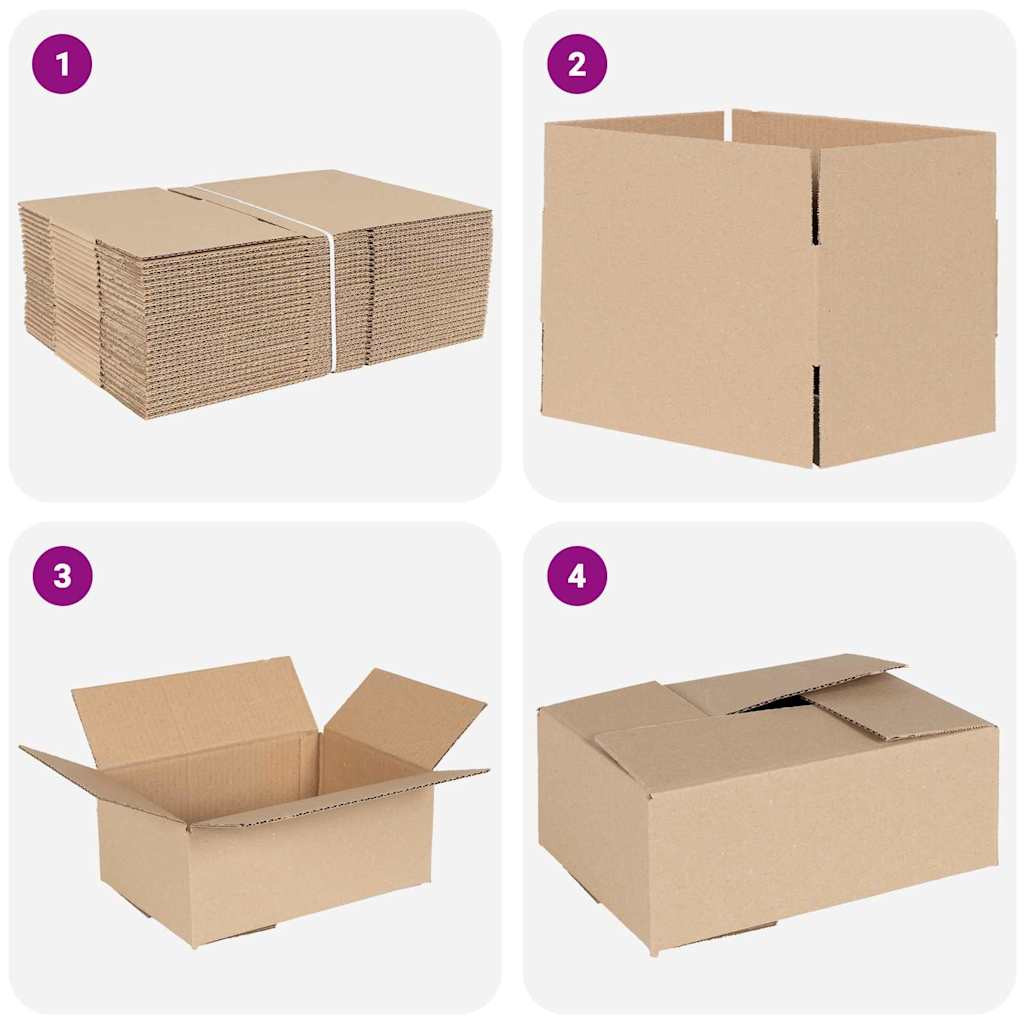 vidaXL Pudełko składane 50 pcs Naturalny 25 x 17,5 x 10 cm Tektura