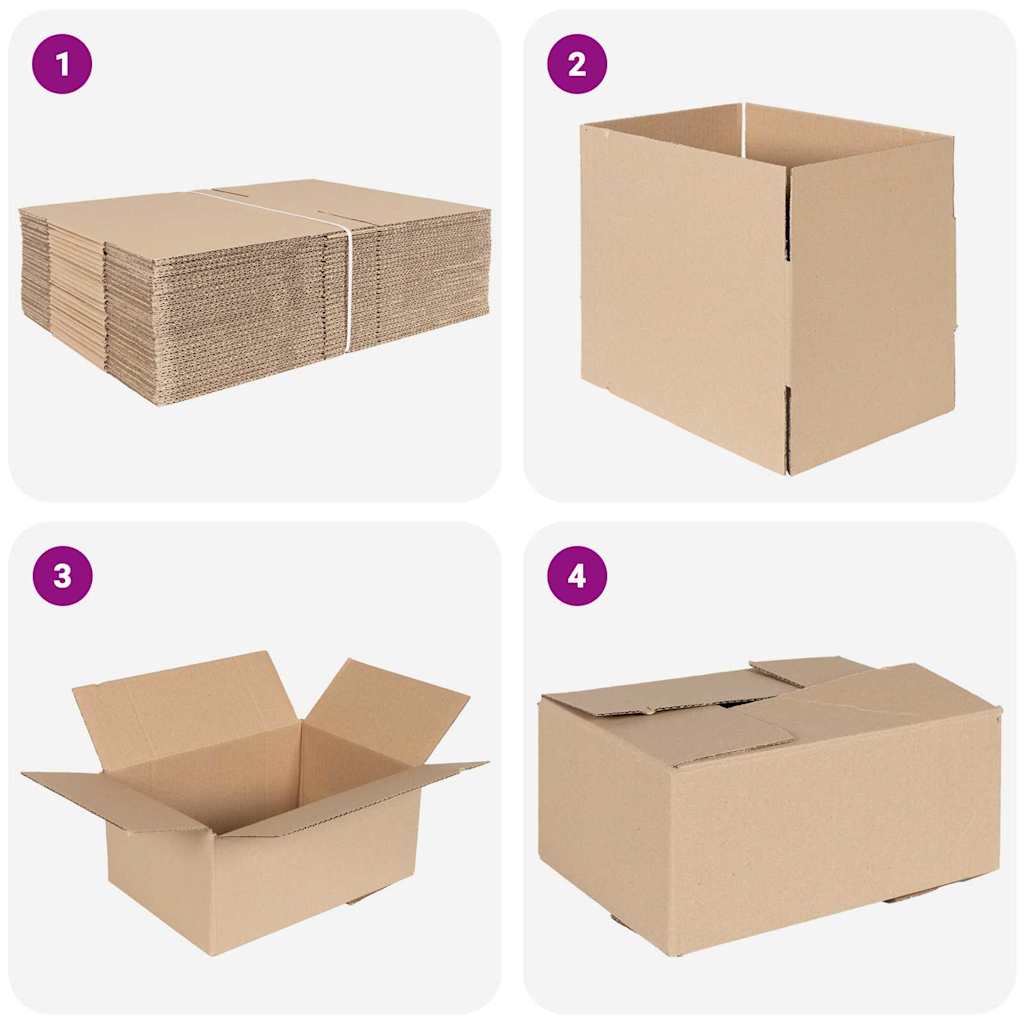vidaXL Pudełko składane 50 pcs Naturalny 30 x 21,5 x 14 cm Tektura