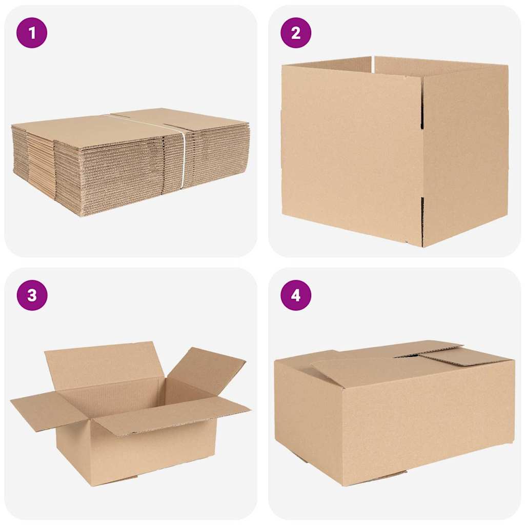 vidaXL Pudełko składane 50 pcs Naturalny 35 x 24 x 15 cm Tektura
