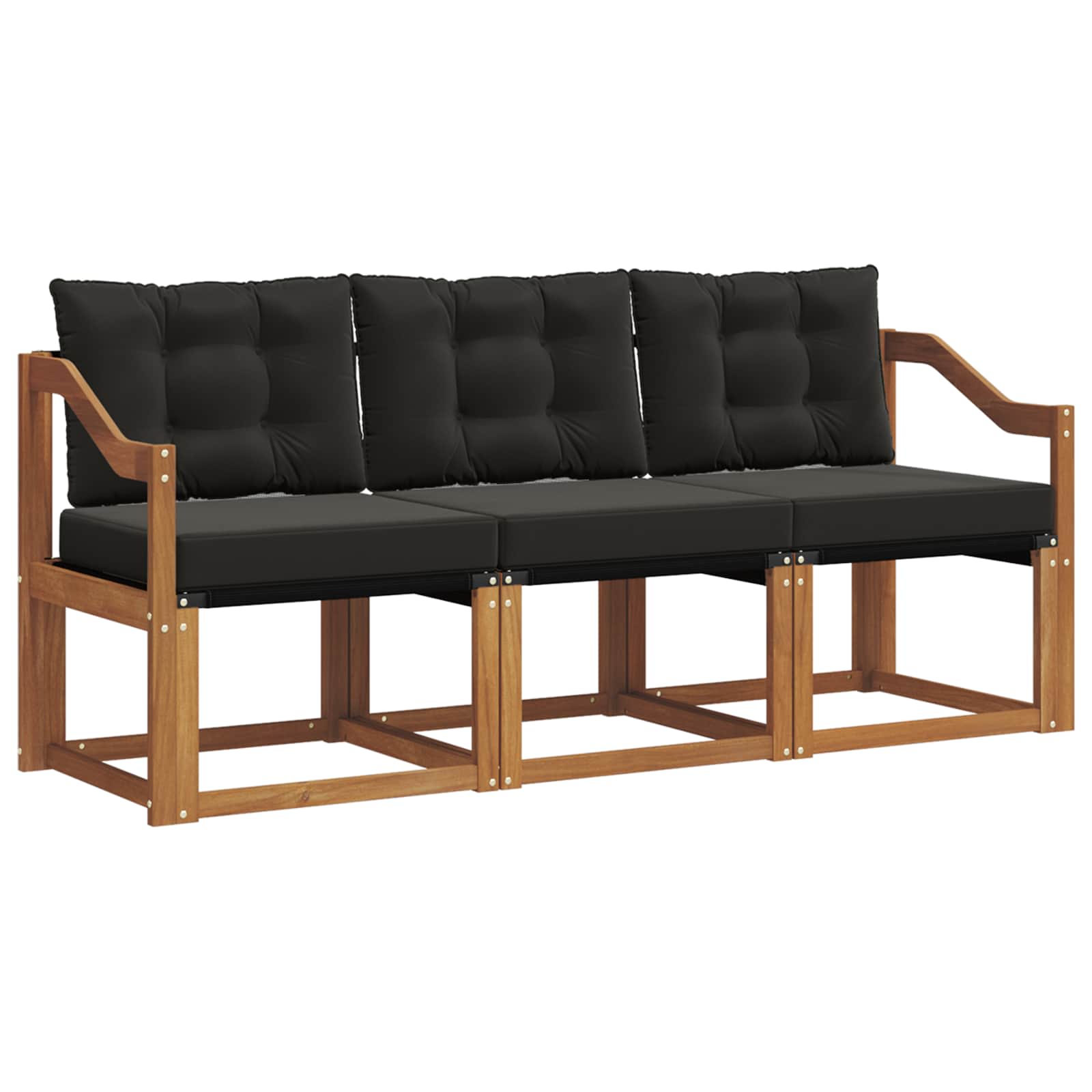 vidaXL Zestaw sof na zewnątrz z poduszką 3 pcs Naturalny i czarny