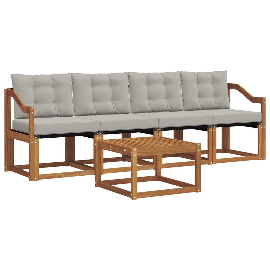 vidaXL Zestaw sof na zewnątrz z poduszką 5 pcs Naturalny i Jasny Szary