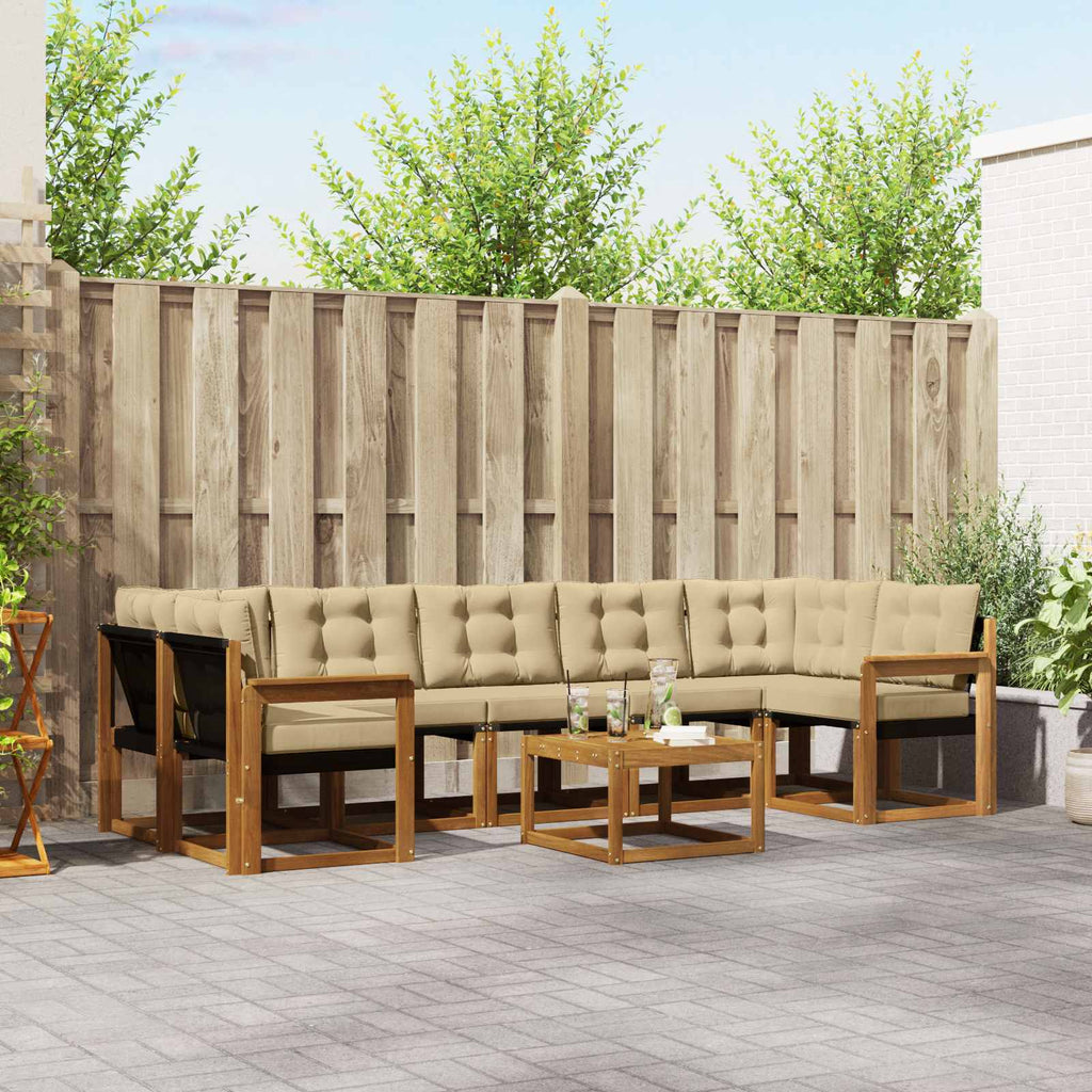 vidaXL Zestaw sof na zewnątrz z poduszką 8 pcs Naturalny i Beżowy