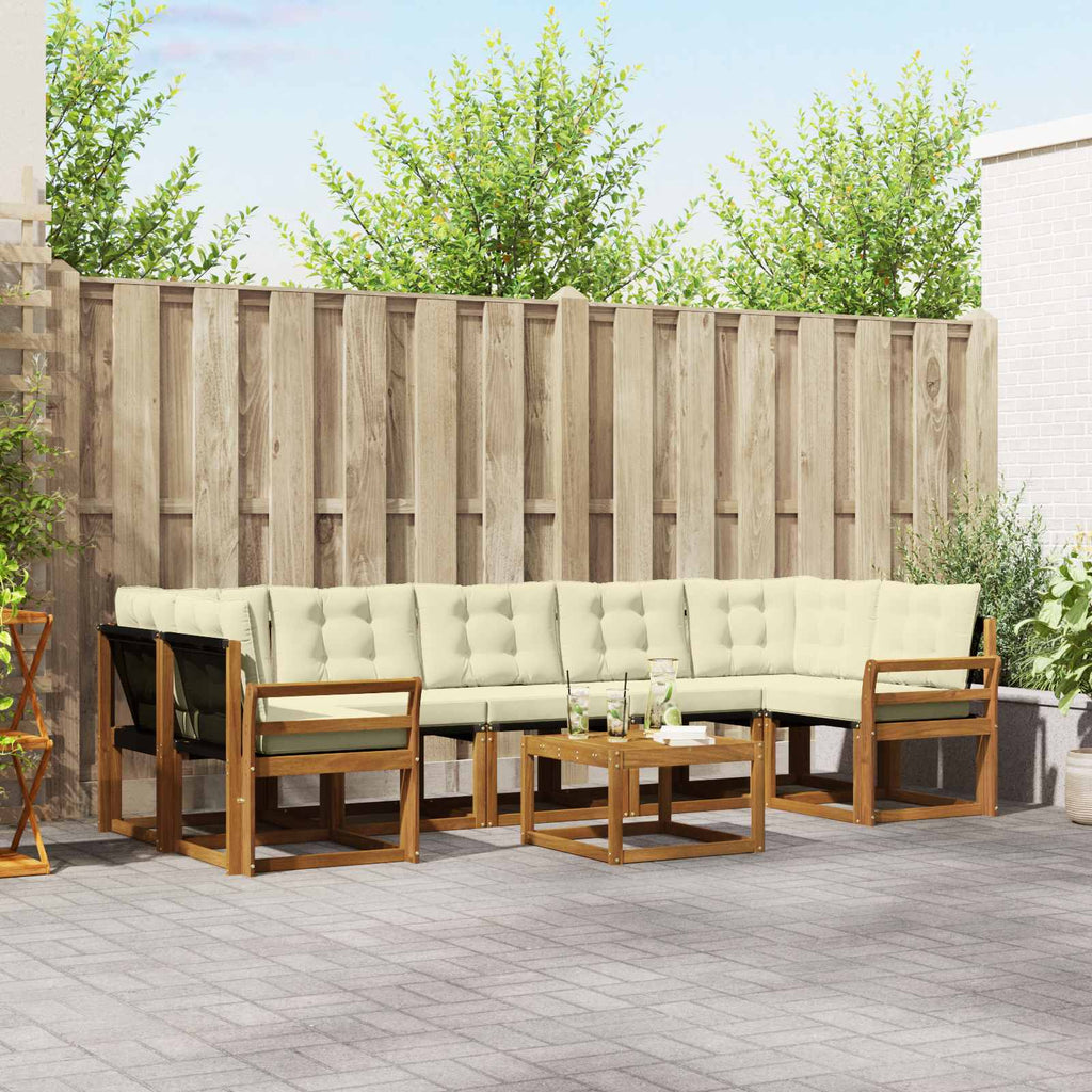 vidaXL Zestaw sof na zewnątrz z poduszką 8 pcs Naturalny i Kremowy