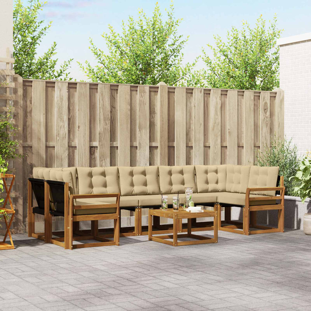vidaXL Zestaw sof na zewnątrz z poduszką 8 pcs Naturalny i Beżowy