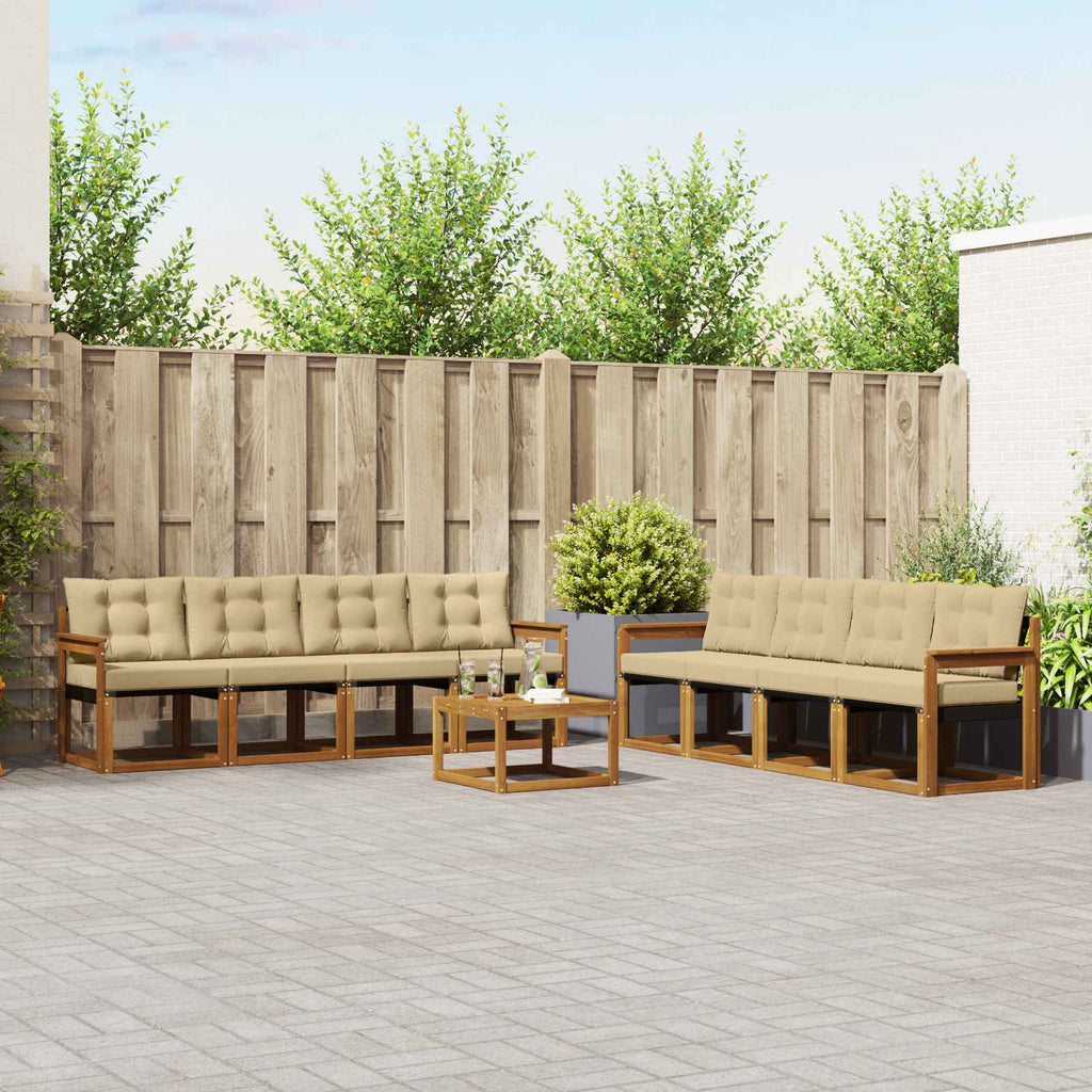 vidaXL Zestaw sof na zewnątrz z poduszką 9 pcs Naturalny i Beżowy