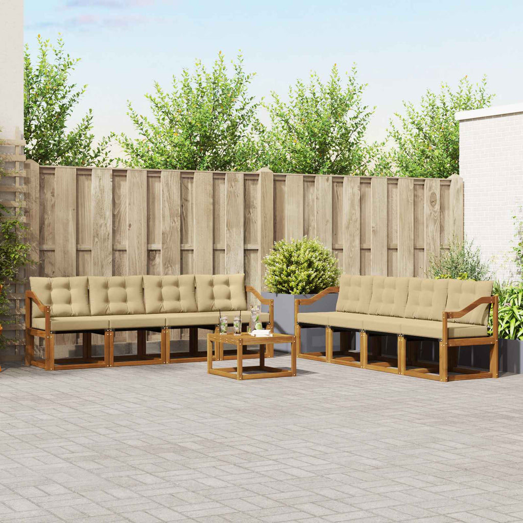 vidaXL Zestaw sof na zewnątrz z poduszką 9 pcs Naturalny i Beżowy