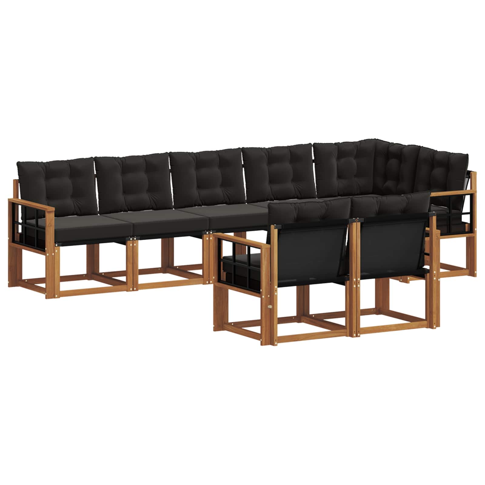 vidaXL Zestaw sof na zewnątrz z poduszką 8 pcs Naturalny i czarny