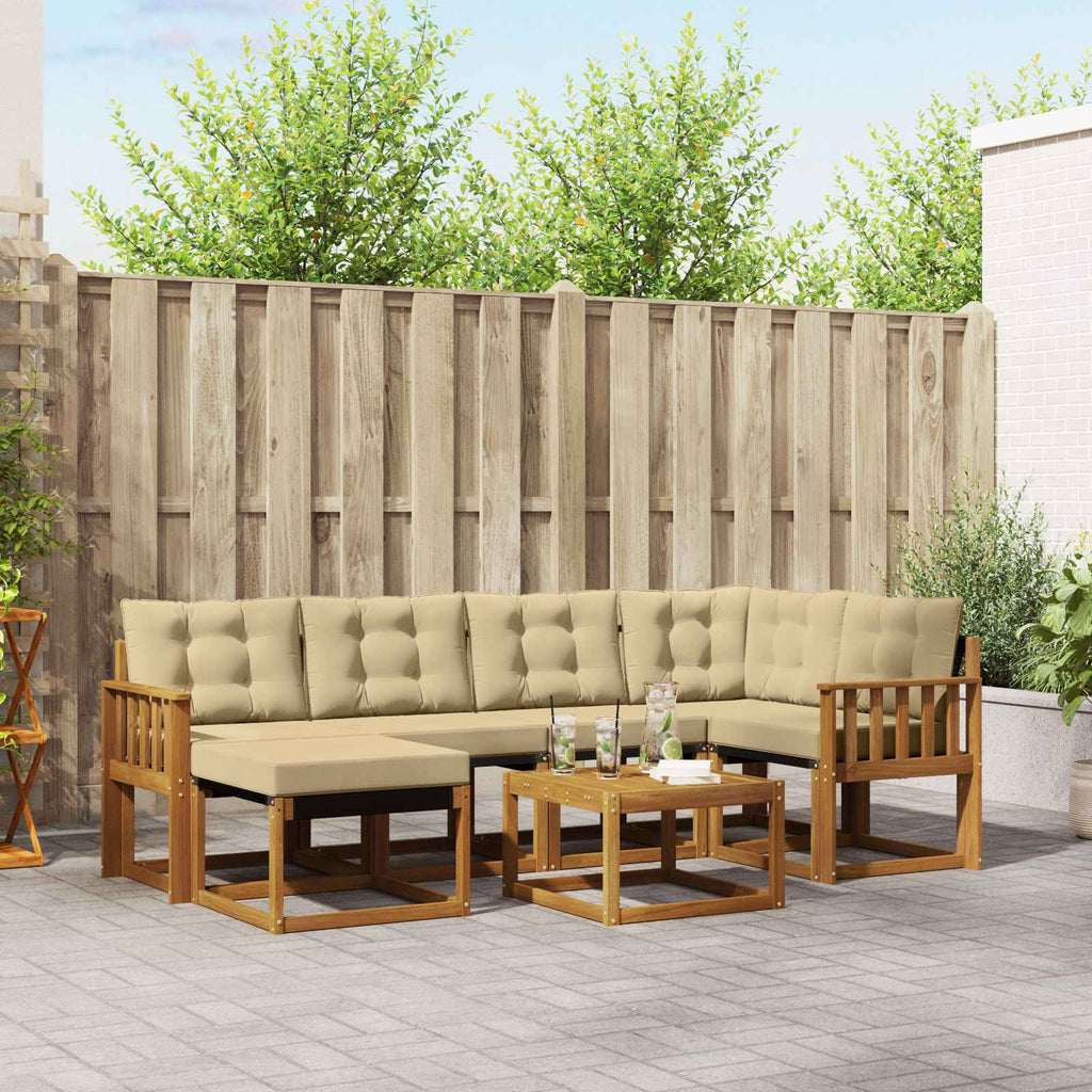 vidaXL Zestaw sof na zewnątrz z poduszką 7 pcs Naturalny i Beżowy
