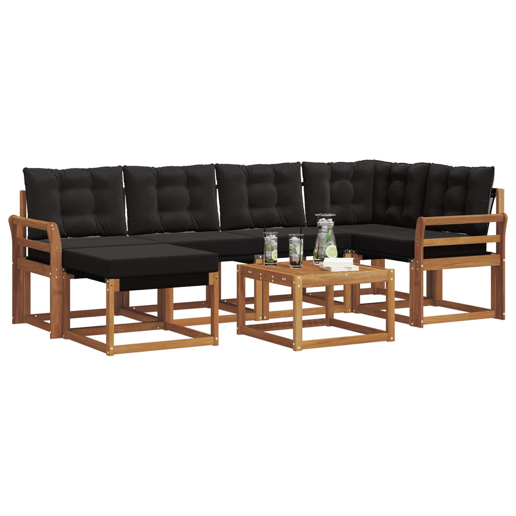 vidaXL Zestaw sof na zewnątrz z poduszką 7 pcs Naturalny i czarny
