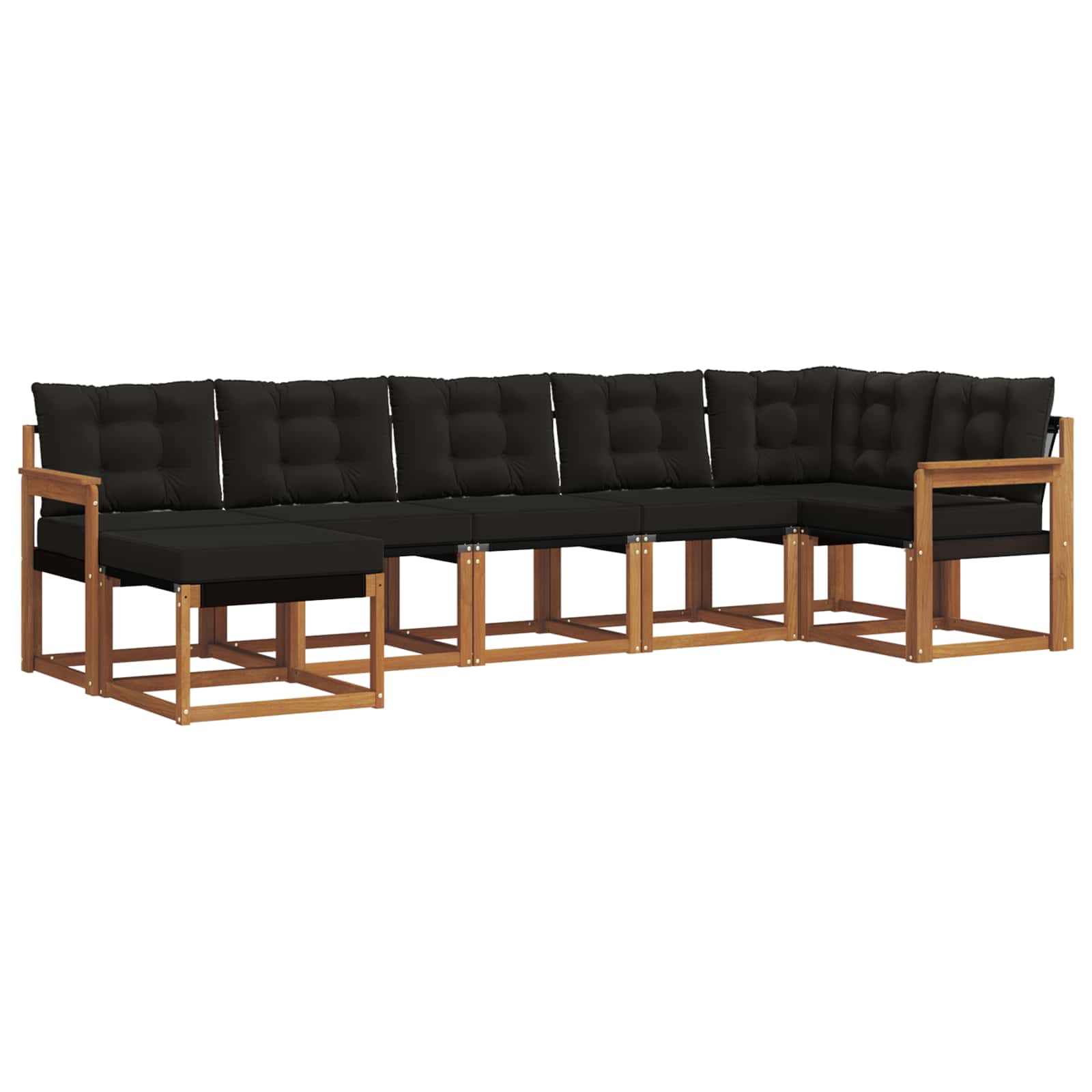 vidaXL Zestaw sof na zewnątrz z poduszką 7 pcs Naturalny i czarny