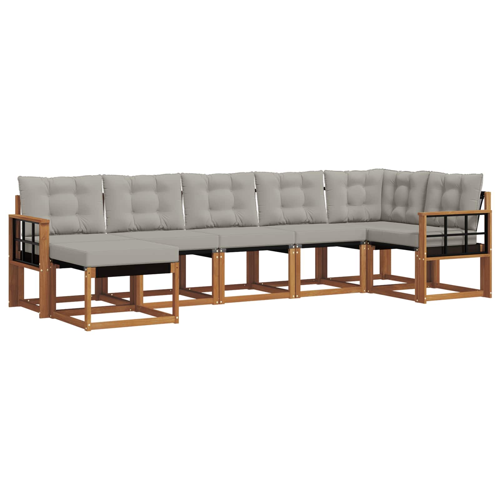 vidaXL Zestaw sof na zewnątrz z poduszką 7 pcs Naturalny i Jasny Szary