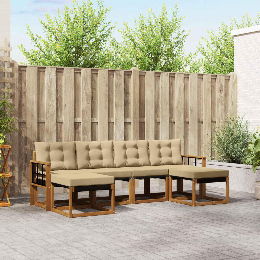vidaXL Zestaw sof na zewnątrz z poduszką 6 pcs Naturalny i Beżowy