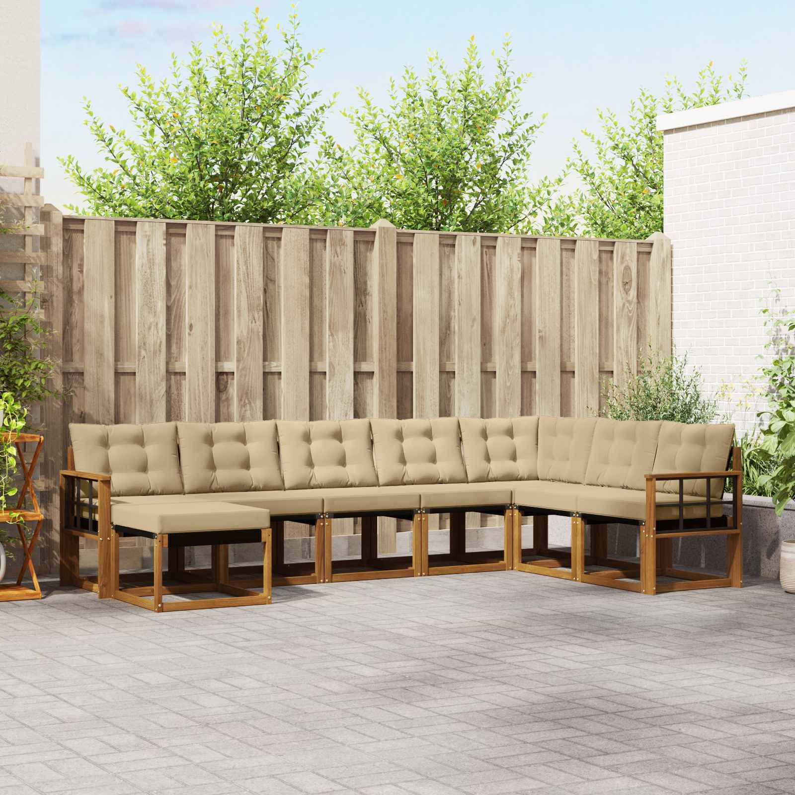 vidaXL Zestaw sof na zewnątrz z poduszką 8 pcs Naturalny i Beżowy