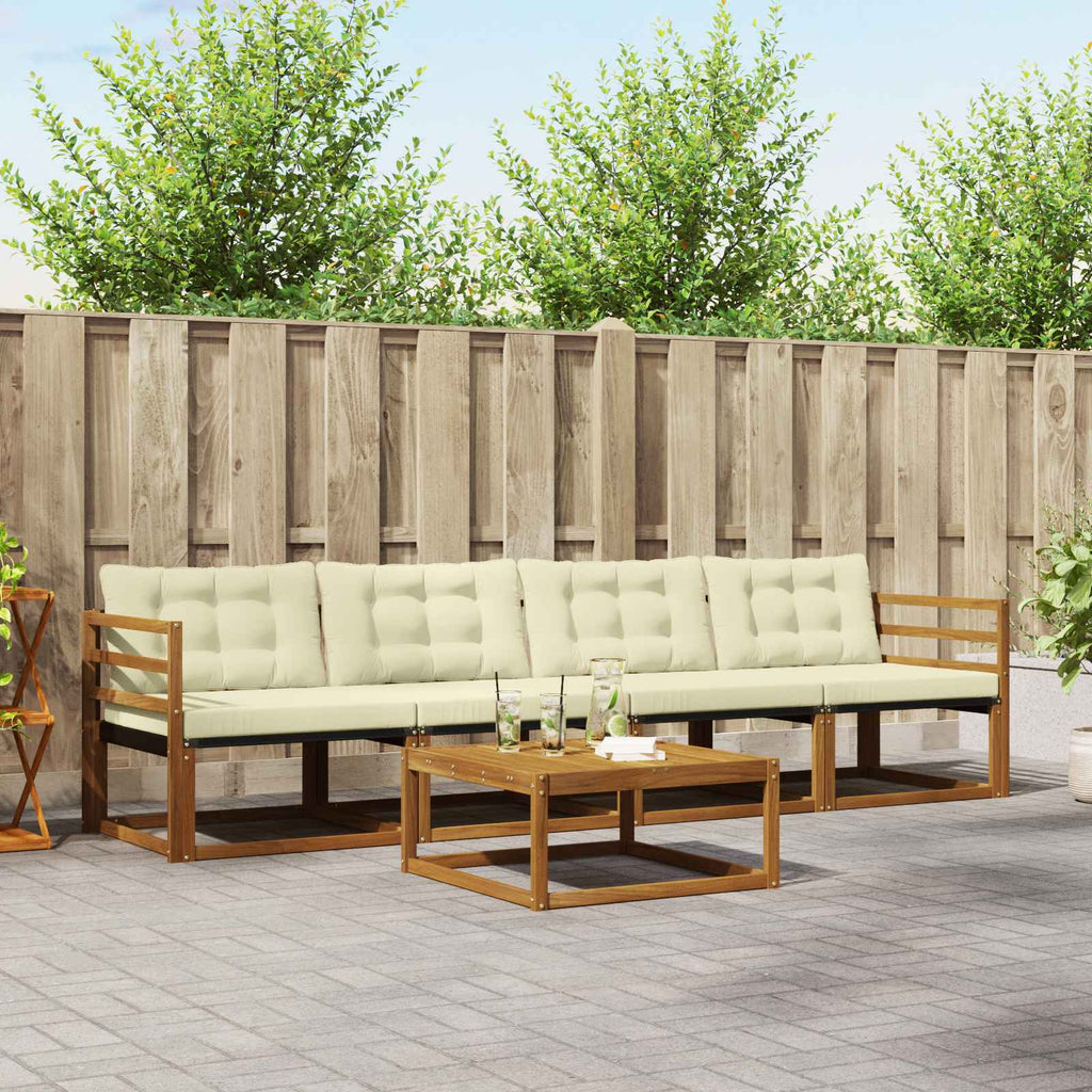 vidaXL Zestaw sof na zewnątrz z poduszką 5 pcs Naturalny i Kremowy