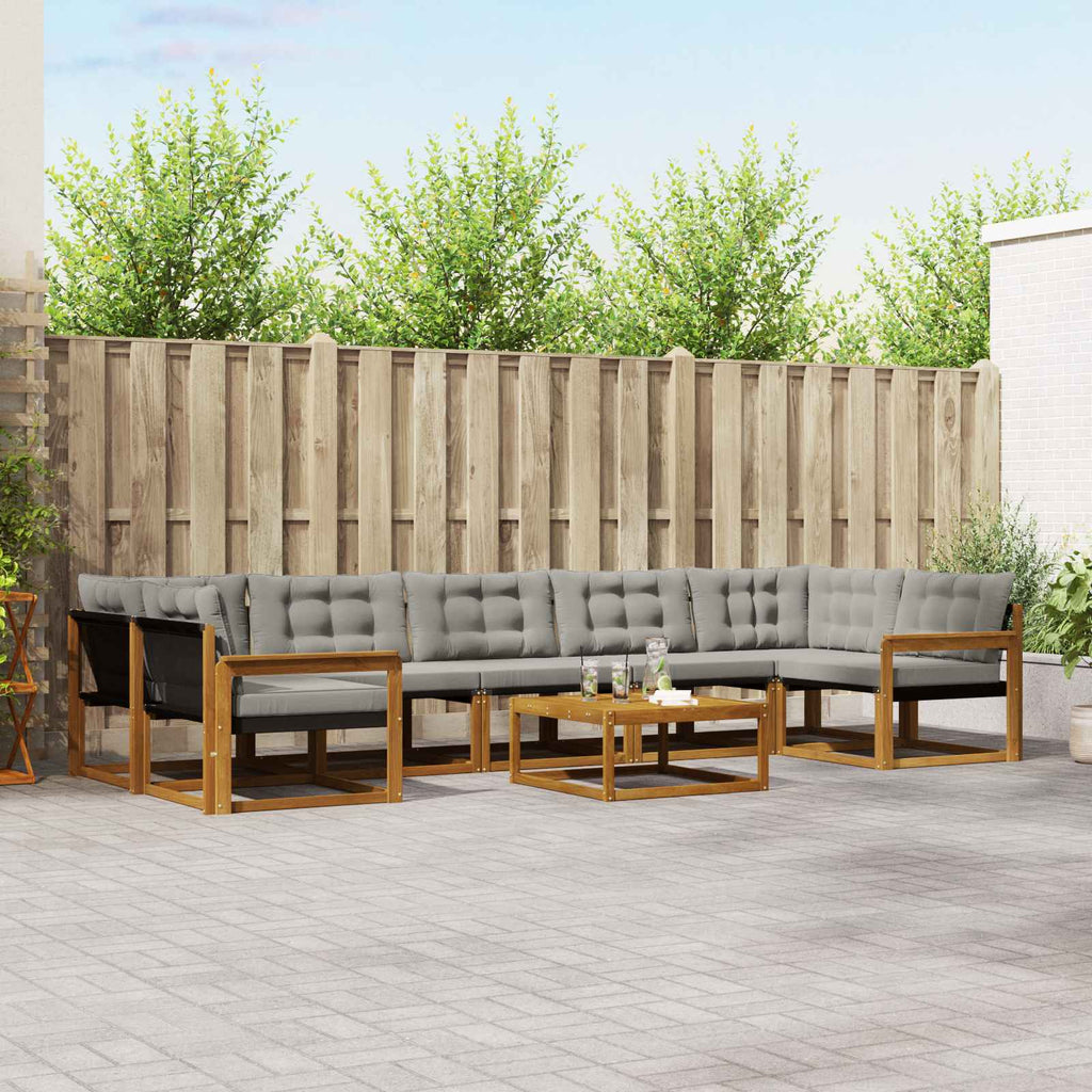 vidaXL Zestaw sof na zewnątrz z poduszką 8 pcs Naturalny i Jasny Szary
